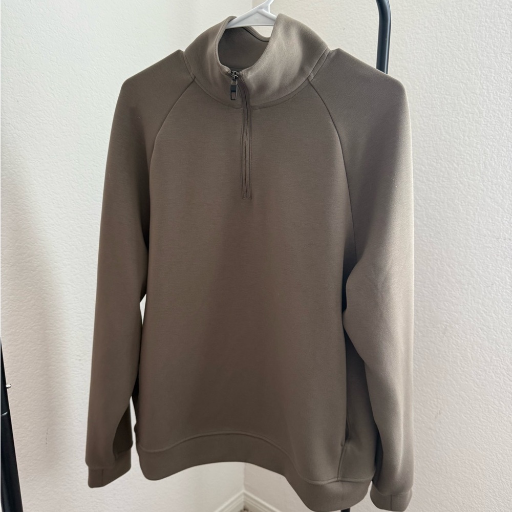 Men's Taupe Quarter-Zip Sweater